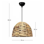 Φωτιστικό οροφής Kimi Megapap E27 wicker μονόφωτο χρώμα φυσικό Ø30x80εκ. - Image 3