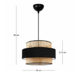 Φωτιστικό οροφής Orvia Megapap E27 ρατάν μονόφωτο χρώμα φυσικό - μαύρο Ø30x70εκ. - Image 3