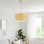 Φωτιστικό οροφής Sora Megapap E27 ύφασμα PVC μονόφωτο χρώμα μπεζ Ø30x70εκ. - Image 2