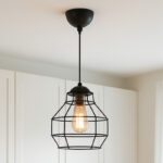 Φωτιστικό οροφής Rilo Megapap E27 μεταλλικό μονόφωτο χρώμα μαύρο Ø16x100εκ. - Image 2