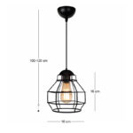 Φωτιστικό οροφής Rilo Megapap E27 μεταλλικό μονόφωτο χρώμα μαύρο Ø16x100εκ. - Image 3