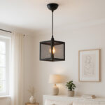 Φωτιστικό οροφής Kivo Megapap E27 μεταλλικό μονόφωτο χρώμα μαύρο 16x16x120εκ. - Image 2