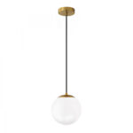 Φωτιστικό οροφής Lumi Megapap E27 γυάλινο μονόφωτο χρώμα χρυσό - λευκό Ø15x120εκ.