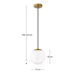 Φωτιστικό οροφής Lumi Megapap E27 γυάλινο μονόφωτο χρώμα χρυσό - λευκό Ø15x120εκ. - Image 3