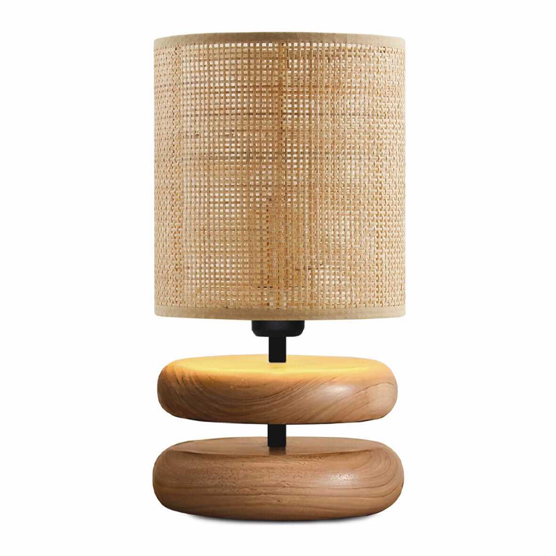 GP029-01771-0 Φωτιστικό επιτραπέζιο Lucia Megapap E14 ξυλινο - pe rattan χρώμα φυσικό Ø15x35εκ. - Image 1