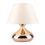 Φωτιστικό επιτραπέζιο Luvia Megapap E27 μεταλλικό - ύφασμα Pvc χρώμα χρυσό - κρεμ Ø22x25εκ.