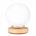 Φωτιστικό επιτραπέζιο Luma Megapap E27 ξύλινο -  γυάλινο χρώμα φυσικό - λευκό Ø12x18εκ.