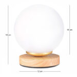 Φωτιστικό επιτραπέζιο Luma Megapap E27 ξύλινο -  γυάλινο χρώμα φυσικό - λευκό Ø12x18εκ. - Image 3