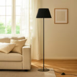 Φωτιστικό δαπέδου Vilo Megapap E27 μεταλλικό - ύφασμα Pvc χρώμα μαύρο Ø35x152εκ. - Image 2