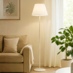 Φωτιστικό δαπέδου Vilo Megapap E27 μεταλλικό - ύφασμα Pvc χρώμα λευκό Ø35x152εκ. - Image 2