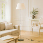 Φωτιστικό δαπέδου Vilo Megapap E27 μεταλλικό - ύφασμα Pvc χρώμα μαύρο - λευκό Ø35x152εκ. - Image 2