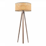 Φωτιστικό δαπέδου Rivo Megapap E27 ξύλινο - ρατάν χρώμα φυσικό Ø38x140εκ.