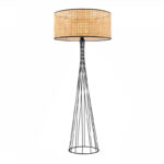 Φωτιστικό δαπέδου Solin Megapap E27 μεταλλικό - ρατάν χρώμα μαύρο - φυσικό Ø38x140εκ.