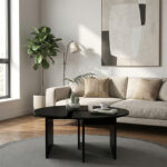 Τραπεζάκι σαλονιού σετ 2 τμχ Dorena Megapap χρώμα sencron black Ø90x41,7εκ. - Image 3