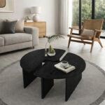 Τραπεζάκι σαλονιού σετ 2 τμχ Dorena Megapap χρώμα sencron black Ø90x41,7εκ. - Image 4