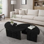 Τραπεζάκι σαλονιού σετ 2 τμχ Dorena Megapap χρώμα sencron black Ø90x41,7εκ. - Image 5