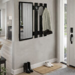 Κρεμάστρα τοίχου με καθρέπτη Folin Megapap χρώμα sencron black 90x4x90εκ. - Image 3