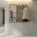 Κρεμάστρα τοίχου με καθρέπτη Folin Megapap χρώμα καρυδί 90x4x90εκ. - Image 2