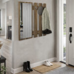 Κρεμάστρα τοίχου με καθρέπτη Folin Megapap χρώμα καρυδί 90x4x90εκ. - Image 3