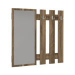Κρεμάστρα τοίχου με καθρέπτη Folin Megapap χρώμα καρυδί 90x4x90εκ. - Image 4