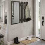 Κρεμάστρα τοίχου με καθρέπτη Folin Megapap χρώμα ανθρακί 90x4x90εκ. - Image 3