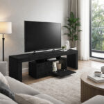 Έπιπλο τηλεόρασης Woodra Megapap χρώμα sencron black 180x31,3x50,2εκ. - Image 2