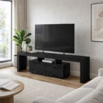 Έπιπλο τηλεόρασης Woodra Megapap χρώμα sencron black 180x31,3x50,2εκ. - Image 5