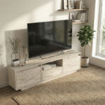 Έπιπλο τηλεόρασης Lumbera Megapap χρώμα travertine 160x29,5x42εκ. - Image 4