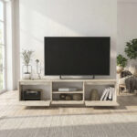 Έπιπλο τηλεόρασης Lumbera Megapap χρώμα travertine 160x29,5x42εκ. - Image 5