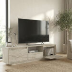 Έπιπλο τηλεόρασης Lumbera Megapap χρώμα travertine 160x29,5x42εκ. - Image 6