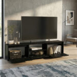 Έπιπλο τηλεόρασης Lumbera Megapap χρώμα sencron black 160x29,5x42εκ. - Image 2