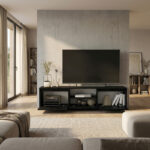 Έπιπλο τηλεόρασης Lumbera Megapap χρώμα sencron black 160x29,5x42εκ. - Image 4