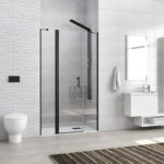 Καμπίνα από τοίχο σε τοίχο με διάφανο κρύσταλλο PANEX 600 ALTO Black KARAG 100x200cm