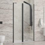 Καμπίνα από τοίχο σε τοίχο με διάφανο κρύσταλλο PANEX 400 ALTO Black KARAG 75x200cm