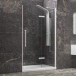 Καμπίνα από τοίχο σε τοίχο με διάφανο κρύσταλλο TINOS 400 White KARAG 80x200cm