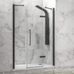 Καμπίνα από τοίχο σε τοίχο με διάφανο κρύσταλλο TINOS 600 Black KARAG 135x200cm