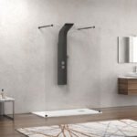 Σταθερό διαχωριστικό ντουζιέρας με διάφανο κρύσταλλο WALKIN 3 Black KARAG 168x200cm