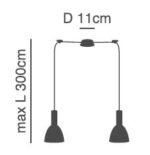 SE21-GM-4-BL2-MS2 ADEPT TUBE Gold Matt Pendant Black Metal Shade+ - Image 2