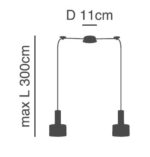 SE21-NM-4-NM2-MS1 ADEPT TUBE Nickel Matt Pendant Black Metal Shade+ - Image 2