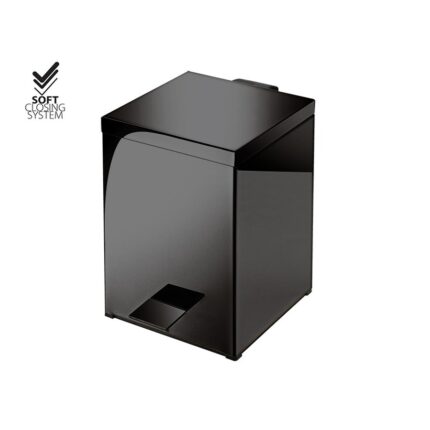 Χαρτοδοχείο Μπάνιου Τετράγωνο gun metal polished Soft Close Δαπέδου 18x25x26.5cm