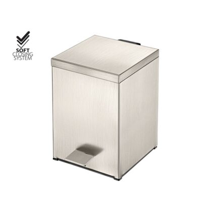 Χαρτοδοχείο Μπάνιου Τετράγωνο Nickel brushed Soft Close Δαπέδου 18x25x26.5cm