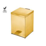 Χαρτοδοχείο Μπάνιου Τετράγωνο Gold 24K brushed Soft Close Δαπέδου 18x25x26.5cm