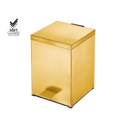 Χαρτοδοχείο Μπάνιου Τετράγωνο Gold 24K brushed Soft Close Δαπέδου 18x25x26.5cm