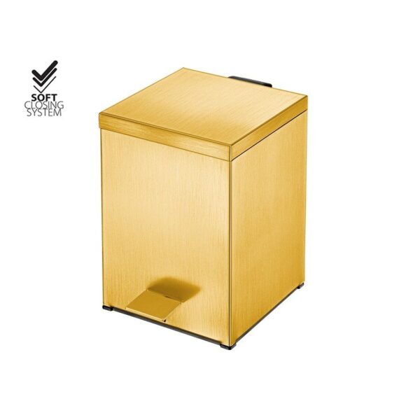Χαρτοδοχείο Μπάνιου Τετράγωνο Gold 24K brushed Soft Close Δαπέδου 18x25x26.5cm
