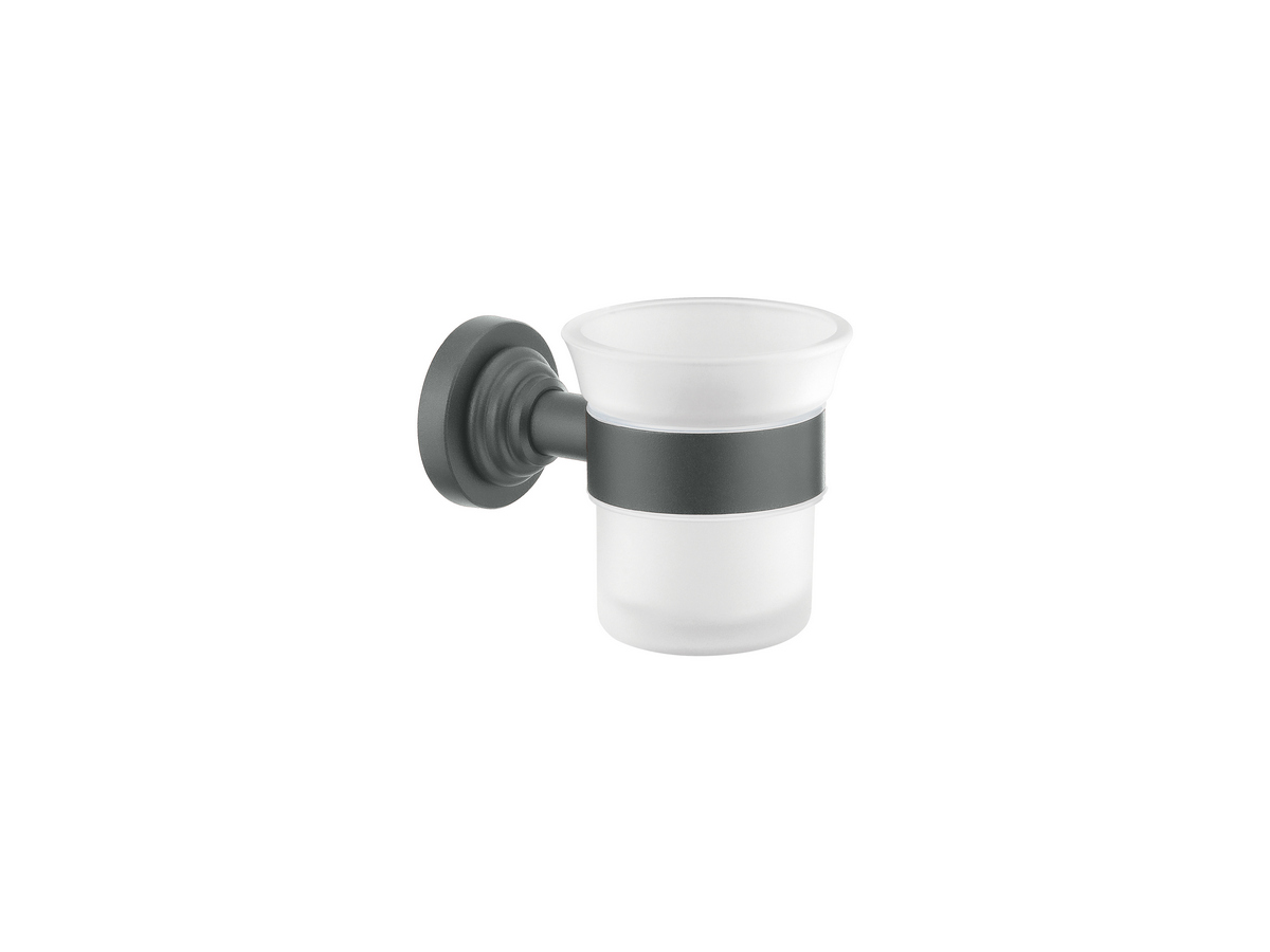 120501-Μ118 Glass Holder wall Mounted Ανθρακί Grain SANCO - Image 1