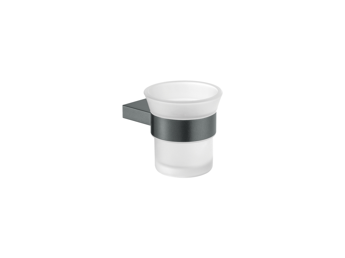 21801-Μ118 Glass Holder wall Mounted Ανθρακί Grain SANCO - Image 1