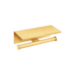 Double Toilet Roll Holder with cover PVD Golden Brass Brushed SANCO