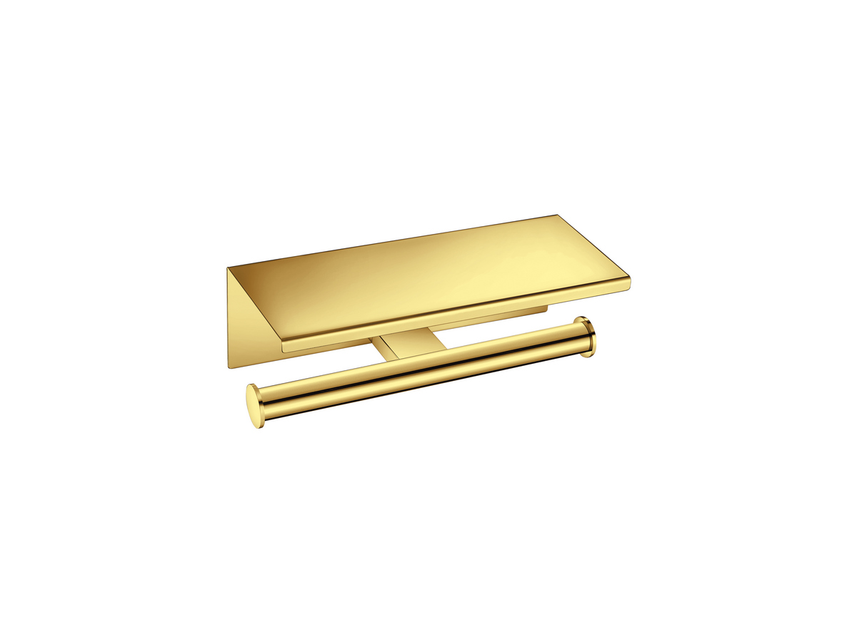 21827-PVD-02PL Double Toilet Roll Holder with cover PVD Golden Brass Polished SANCO - Image 1