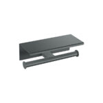 Double Toilet Roll Holder with cover Ανθρακί Grain SANCO