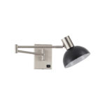SE21-NM-52-MS3  ADEPT WALL LAMP Nickel Matt Wall lamp with Switcher and Black Metal Shade+